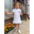 thumbnail image 4 of BemeyourBBs Toddler Baby Girl 4th of July Dress Outfits Patriot American Flag Patch Embroidered Ruffled Trim A Line Button Collared Puff Short Sleeve Summer Dress Little Girl Independent Day Dresses, 4 of 9