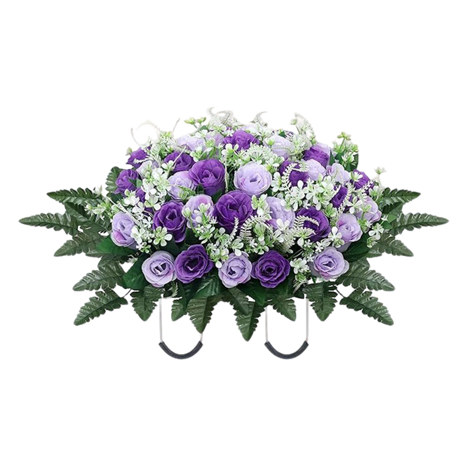 Headstone Flower Saddle,26"x13" Large Artificial Cemetery Flowers for Grave Saddle Cemetery Memorial Flowers for Outdoor Tombstone Memorial Day Independence Day Decorations(B)