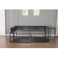 thumbnail image 6 of CZBZ Full Corner Bed Frame with Bookcase Storage and LED Lights, Metal Platform Bed Frame Full Size with 2 Storage Drawers & Charging Station, Full Daybed for Teen/Adult, No Box Spring Needed, 6 of 8