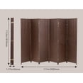 thumbnail image 6 of YRLLENSDAN Room Divider, Folding Screen Wood Mesh Woven Design Privacy Room Partition Foldable Portable Partition Divider Screen, Brown, 6 of 8