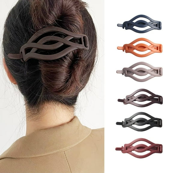 Brown Hair Clips French Flat Barrettes, Vintage Resin Hair Accessories for Thick and Thin Hair, Retro Style Clips for Women and Youngsters