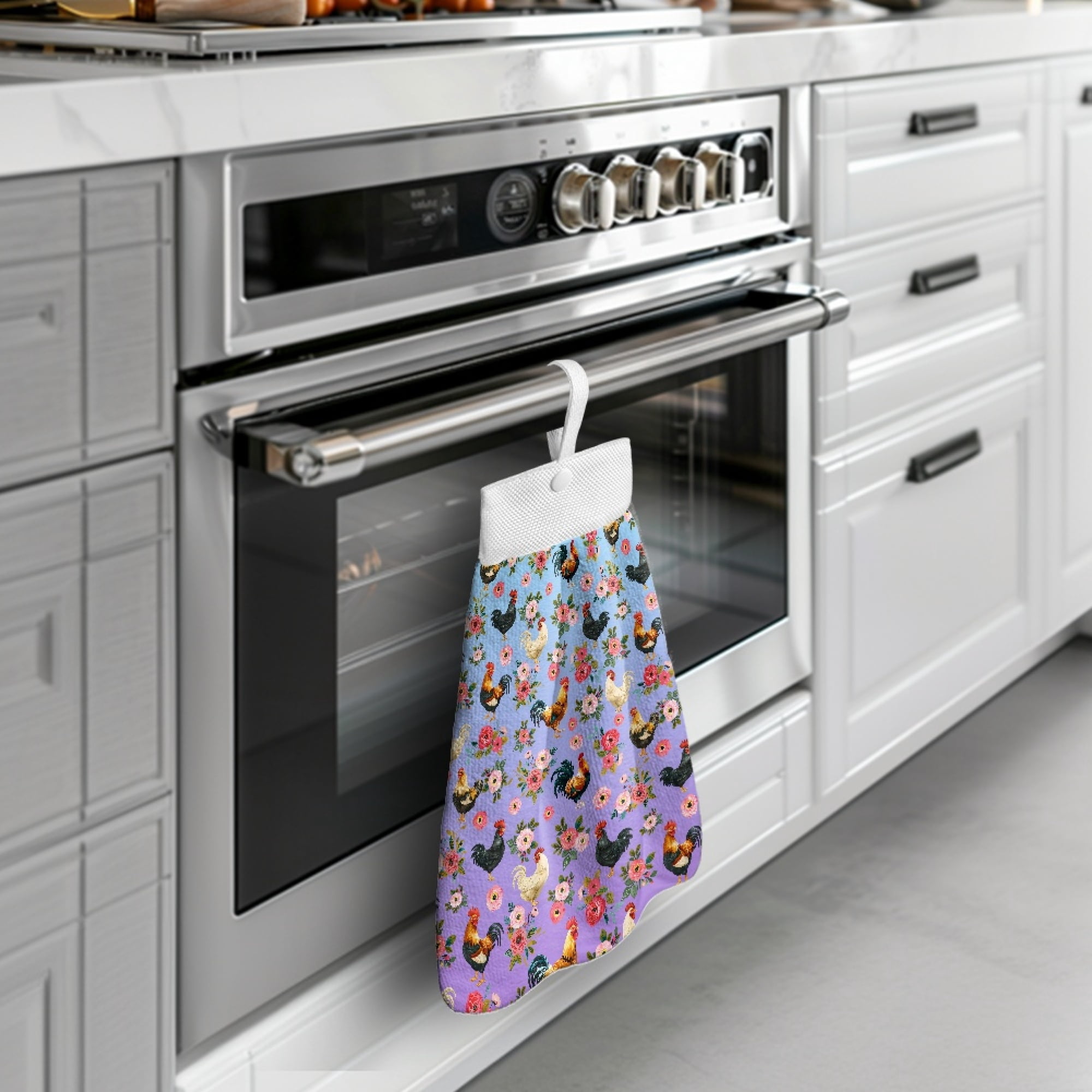 ZIATUBLE Chicken Flower Hand Bath Towel Washable Towels for Kitchen Drying Reusable Bathroom Hand Bath Towel with Snap Button Kitchen Hand Towels and Washcloths Tea Towels