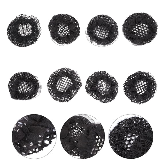 ifundom 8Pcs Black Elastic Hair Bun Nets Snoods Durable Hair Accessories for Dance Performers and Everyday Use