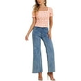 thumbnail image 2 of INSPIRAR CHIC Blusa de Peasant Floral de Ajuste Slim para Mujer, Top Corto Fruncido en Naranja y Rosa, 2 of 5