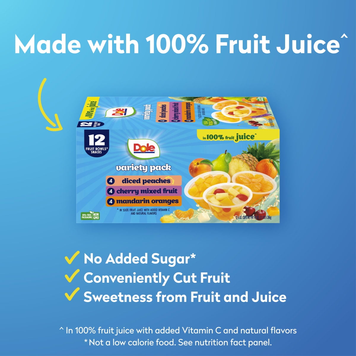 (2 pack) Dole Fruit Bowls Peaches, Mandarin Oranges, Cherry Mixed Fruit in 100% Fruit Juice, 4 oz (12 Pack)