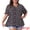 Black, variant on Women's Plus Summer Tops Floral V Neck Ruffle Puff Short Sleeve Casual Blouse Top 2X Red