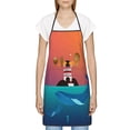 thumbnail image 3 of Yiaed Lighthouse and Whale Print Kitchen Apron with Hand Wipe Pockets,Big Pocket,Aprons for Women with Pockets, Waterproof for Cooking Baking, 3 of 7
