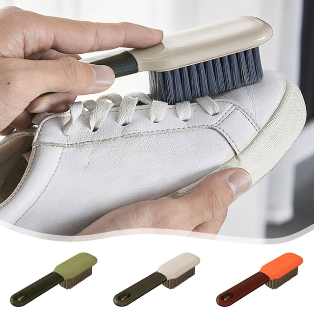 Cerda dura para cepillo de zapatos | Herramienta multifuncional de limpieza de cuero | Mango de plástico | Gris, verde, naranja | 17,5cm | Elimina manchas persistentes | Lavadora portátil de zapatos