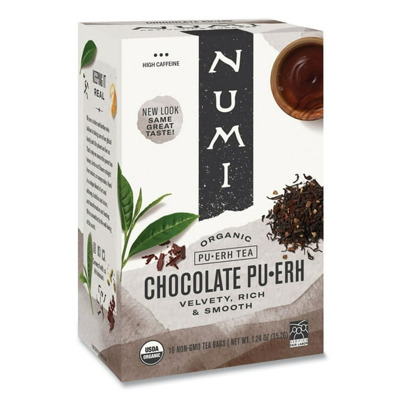 Numi Organic Tea, Chocolate Puerh, Tea Bags, 16 Ct