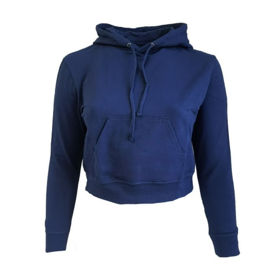 GOODLIFE Women's Cropped Long Sleeve Hoodie, Blue, Large