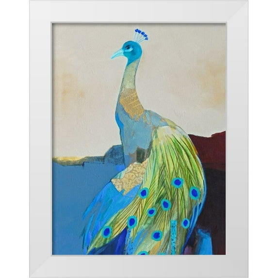 Foregard, Larry 19x24 White Modern Wood Framed Museum Art Print Titled - Peacock Transition II