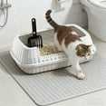 thumbnail image 6 of Extra Wide High Wall Cat Litter Pan, Open Top Indoor Kitty Toilet Box with Hanging Litter Spade, Splash Guard Plastic Tray for Large Cats Home Use, Easy Clean Design, Gray, 6 of 6