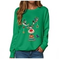 thumbnail image 6 of idosla Christmas Sweatshirts for Women Elk Reindeer Deer Printed Long Sleeve Crewneck Sweater 2025 Winter (Green, S), 6 of 6
