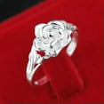 thumbnail image 3 of HOOUN Women 925 Silver Rose Flower Ring Engagement Wedding Jewelry Gift Size 5-10-01#-5, 3 of 9