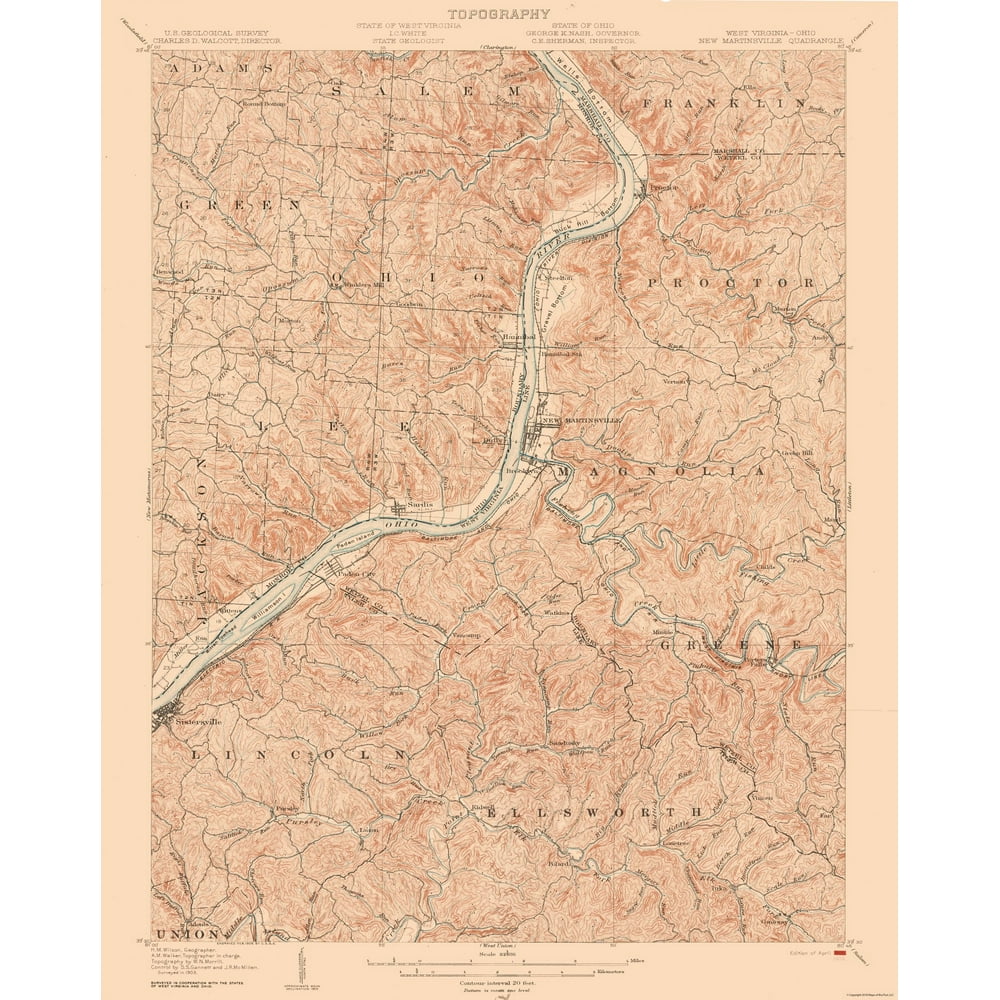 New Martinsville West Virginia Quad USGS 1905 23 x 28.85 Walmart