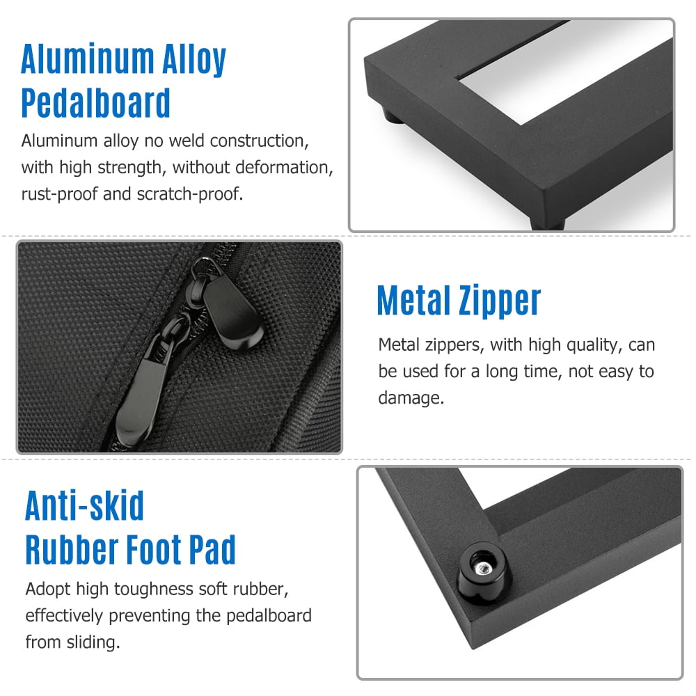 Small Size Guitar Effect Pedal Board Aluminum Alloy Pedalboard 15×4.9 Inch with Carrying Bag