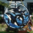 thumbnail image 6 of 2D Flat 1pc Orca Whale Sun Catcher Circular Acrylic Sign Colored Glass Style Window Hanging DecorSerene Ocean ThemeSuitable for Home Decor and Coastal Themed Holiday Celebrations, 8*8inch, 6 of 7