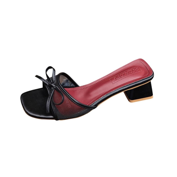 Wensltd Women's Summer Low Heel Sandals Casual Round Toe Dressy Party Evening Wedding Comfort High Heel Sandals Black