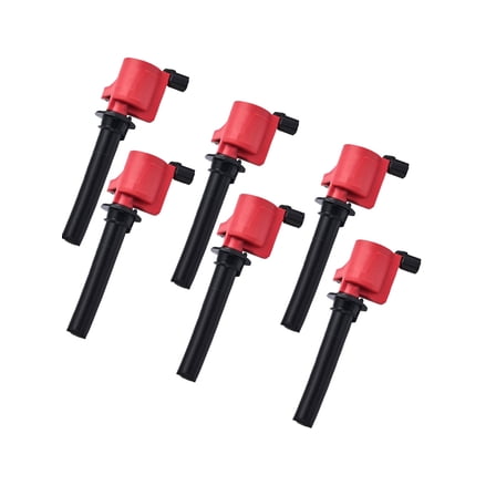 Set of 6 Red Ignition Coil Compatible with 2000 2004 2005 Ford Taurus All Sub Models 3.0L V6 Replacment for FD502 DG500 C1458 -24 valve engines only