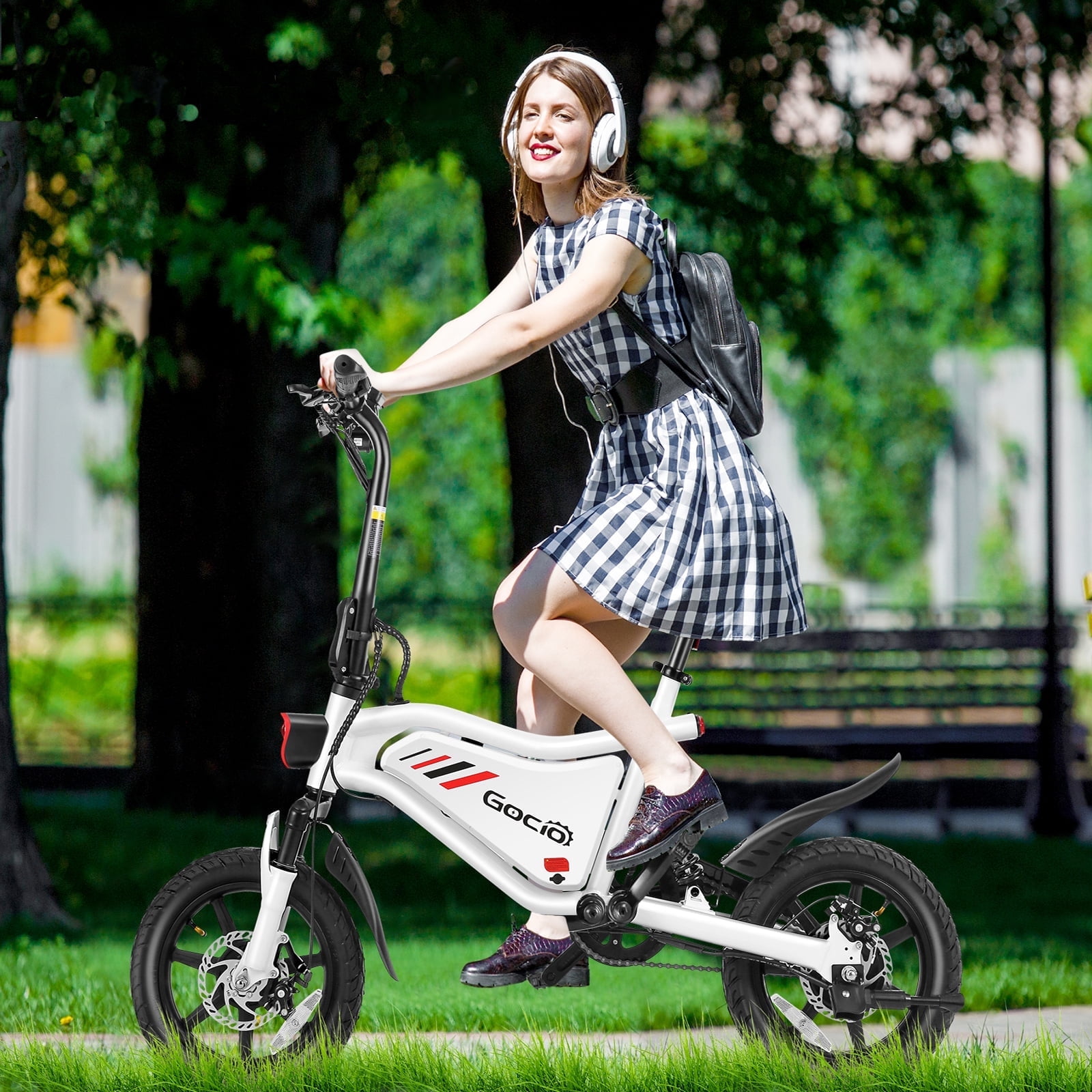 Gocio Ebikes 14"×2.1" Foldable Electric Bicycle for Adults, 550W Peak Commuter E-Bike, 48V 7.8Ah Battery, LCD Dispaly, Electric Bike Small Tire City Ebikes for Women UL2849 Certified