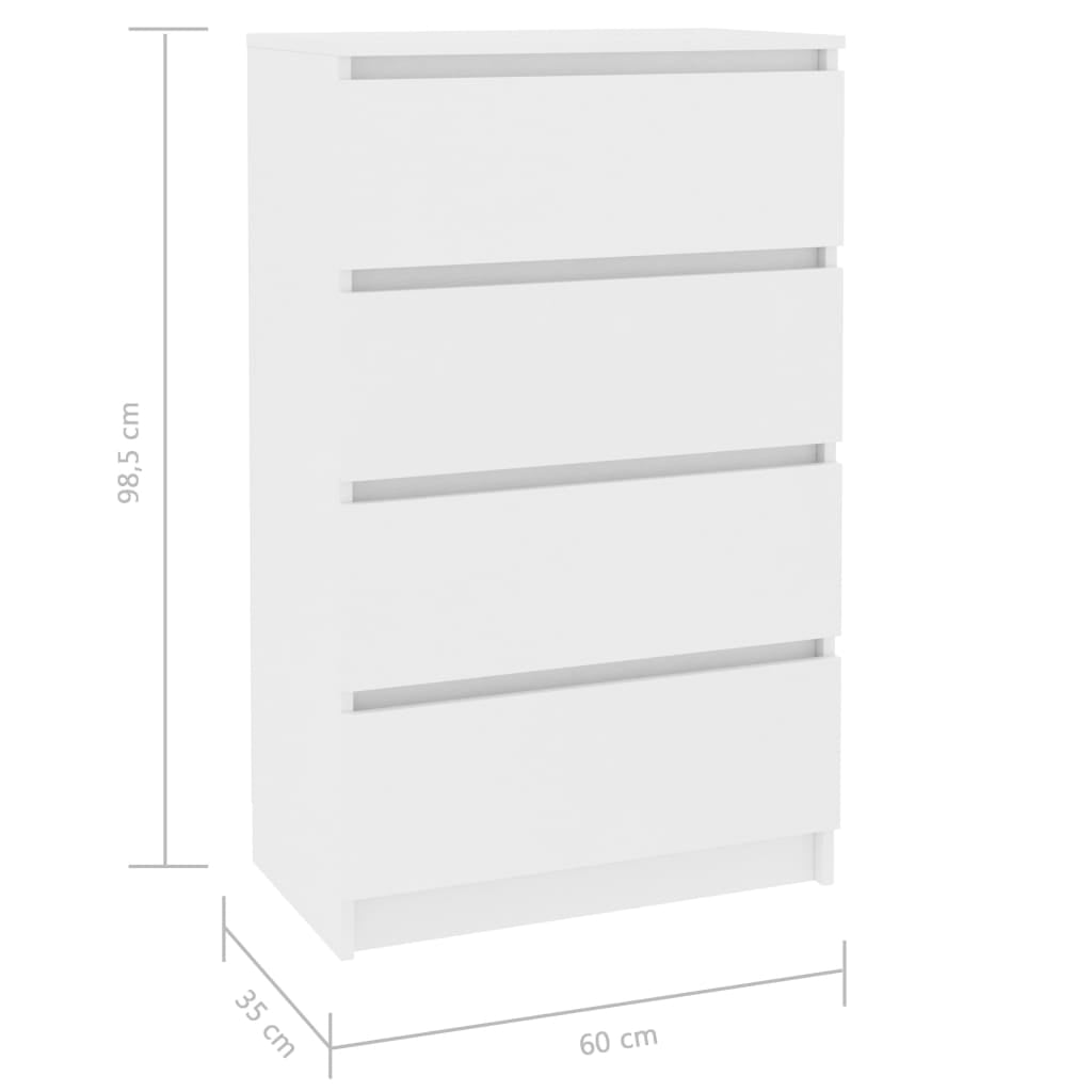 Kepooman 4-Drawer Home Office File Cabinet Sideboard, 23.6" x 13.8" x 38.8", White