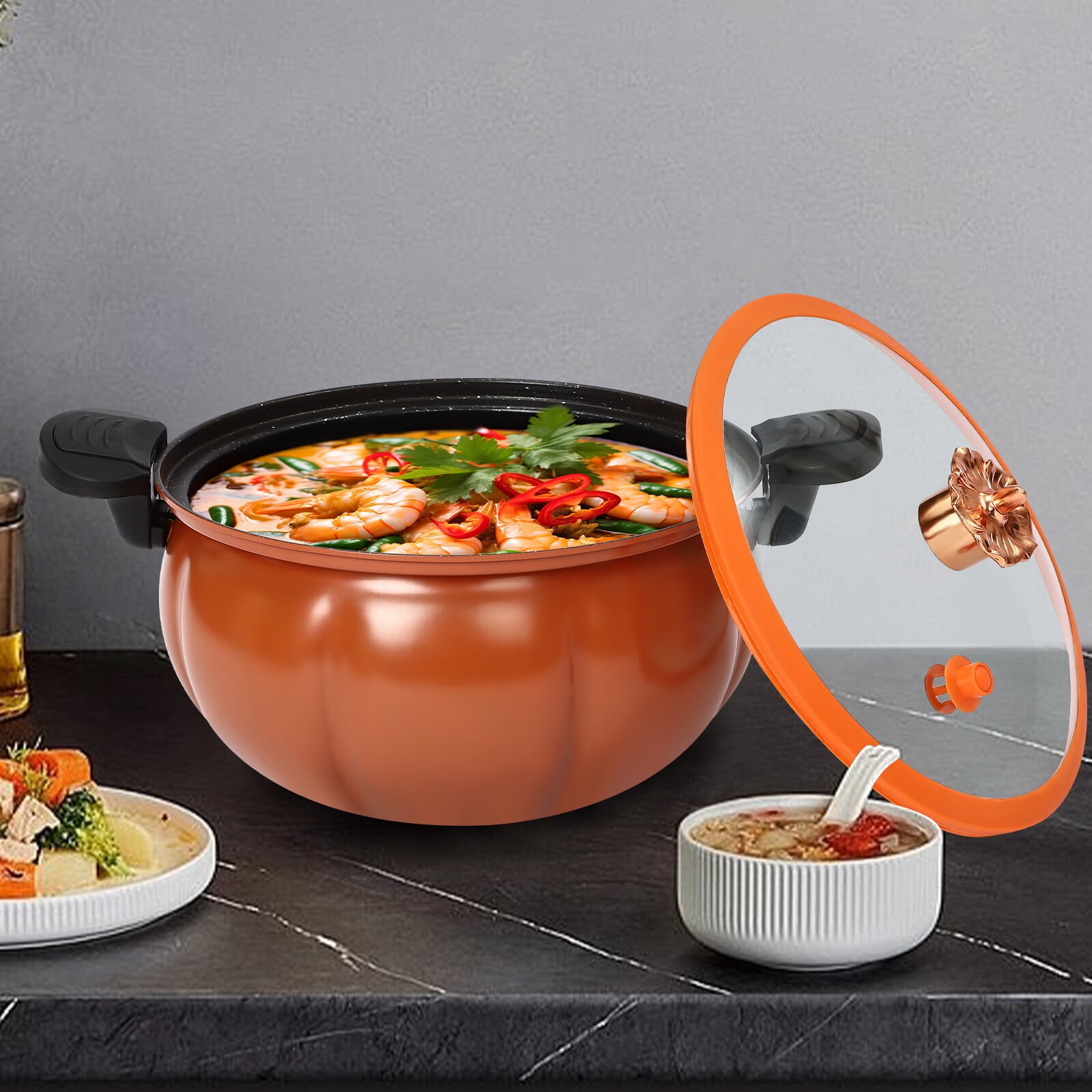 8L 38*22cm Micro Pressure Cooker Pumpkin Shaped  Orange Micro Pressure Cooking Pot for Home Kitchens Dormitories