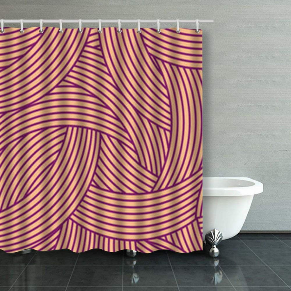 BOSDECO Seamless Pattern Geometric Crossed Arc Shower Curtains Bathroom