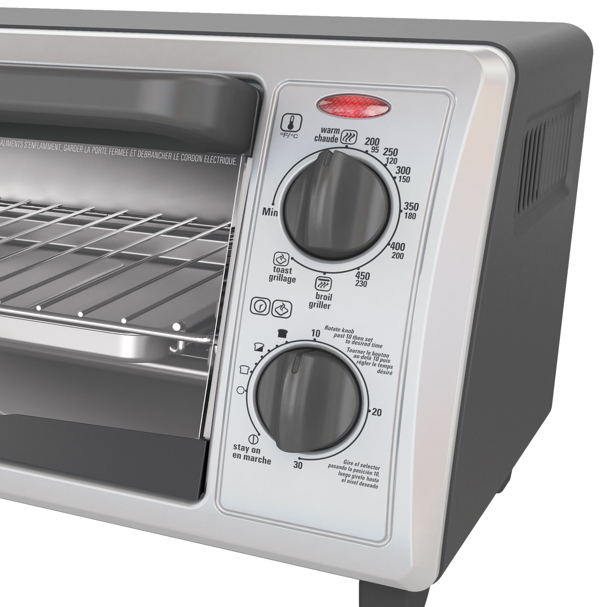 Black+Decker TO1303SB 4-Slice Toaster Oven, 14.5 x 8.8 x 10.8 inches,  Stainless Steel/Black