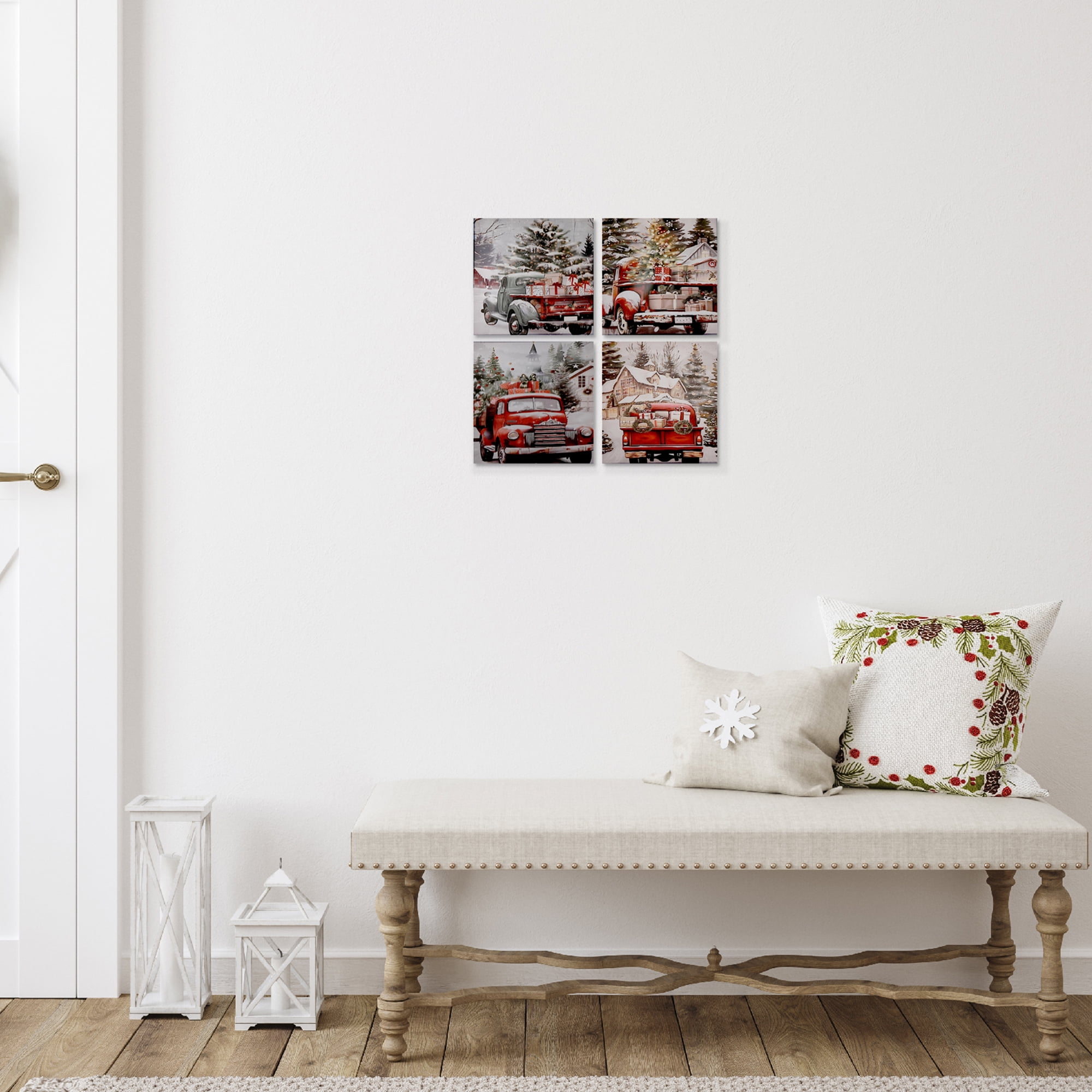 Toile Murale Assortie (Camion Avec Cadeaux) - Lot De 4