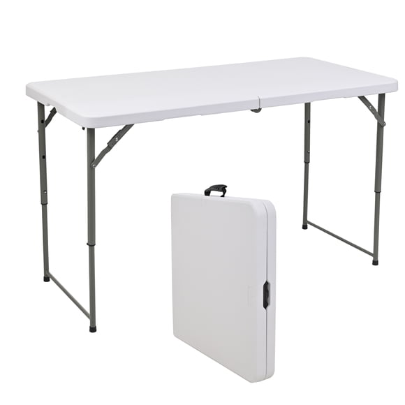 Mesa Plegable Jardin Exterior Portatil Eke Life Home Tablon rectangular 122cm Ajustable Color Blanco