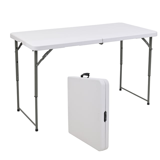 Mesa Plegable Jardin Exterior Portatil Eke Life Home Tablon rectangular 122cm Ajustable Color Blanco