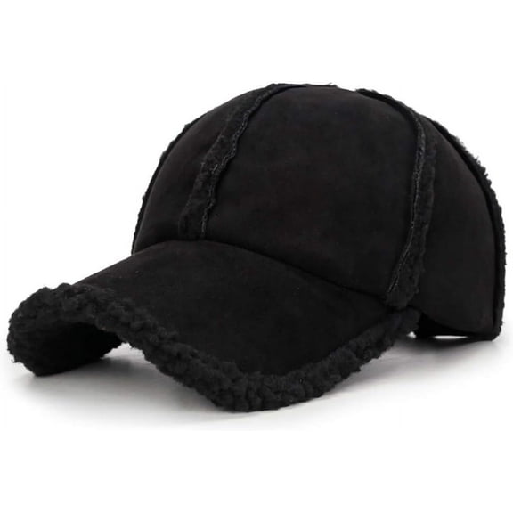 Winter Warm Fleece Lined Baseball Caps for Women Men Retro Faux Fur Suede Trucker Hat Windproof