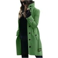 thumbnail image 2 of Ftwytp Women Casual Long Trench Windproof Coat with Belt Solid Colour Double-Breasted Lapel Collar Windbreaker Jacket Spring Autumn Coat, 2 of 6