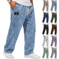thumbnail image 2 of Yungyresw Mens Casual Loose Pants Wide Leg Relaxed Fit Elastic Waist Baggy Pants Fall Lightweight Comfortable Lounge Trousers Dark Gray 5XL, 2 of 4