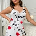 thumbnail image 6 of Tisuna Onesie Nightdress For Women Love Letter Heart Print V Neck Slip Pajamas Comfortable Casual Ladies Valentine'S Summer Silk Sexy Nightgown White Size Xxl, 6 of 7