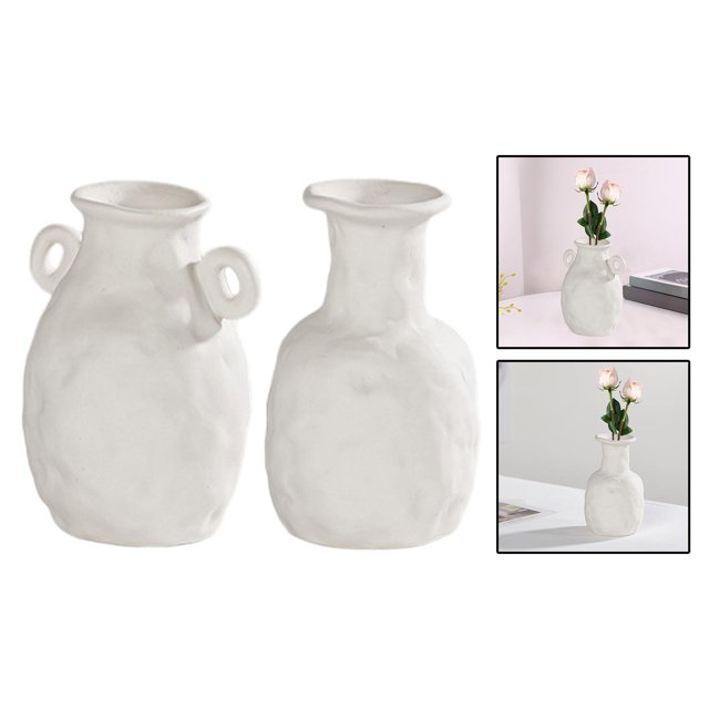 2x Modern Ceramic Vase Flower Vase Centerpieces Vase Office Display Tabletop Baoblaze none