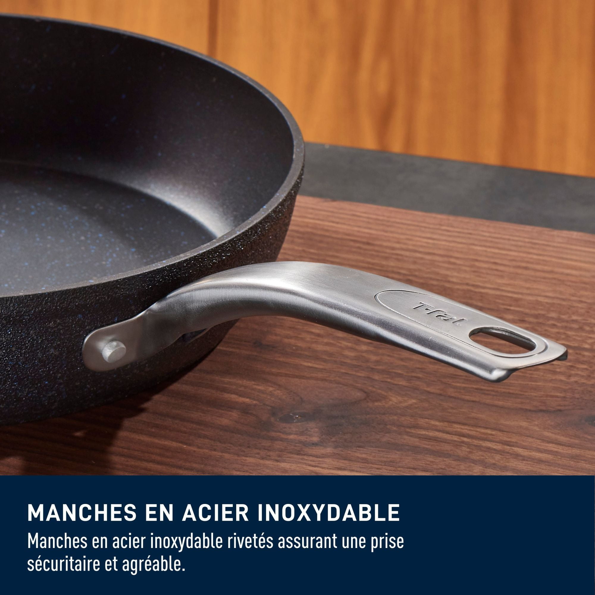 T-fal Stone Shield 10-piece Cookware set with DefenseShield™ Technology, 6-multilayer construction, robust stone texture, dishwasher and oven-safe
