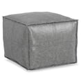 thumbnail image 1 of Simpli Home Brody Boho Square Pouf in Distressed Gray Faux Leather, 1 of 7