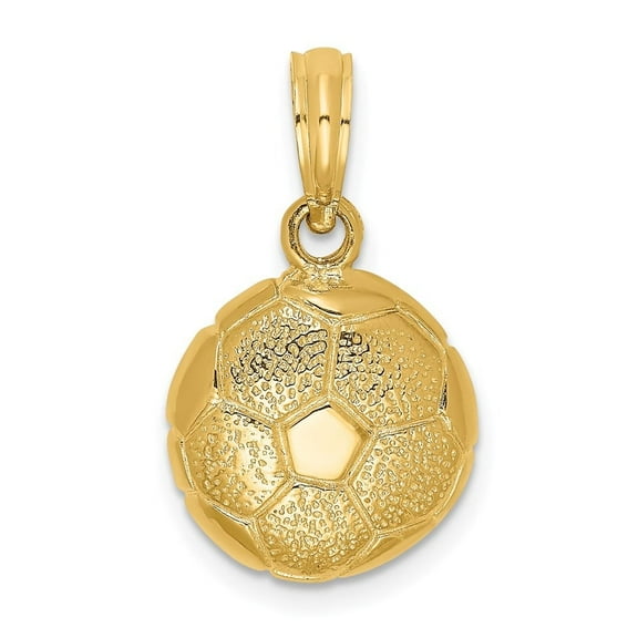 Auriga Fine Jewelry 14K Yellow Gold Polished Open-Backed Soccer Ball Charm Pendant for Women (L-11.9 mm,W-11.9 mm)