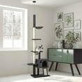 thumbnail image 2 of PawHut 93.75"-106.25" Floor to Ceiling Cat Tree for Large Cats Adult, Tall Cat Tree with Sisal Rope Scratching Post, Cat Condo Climbing Toy, Adjustable Height Cat Towers with Hammock, Dark Grey, 2 of 10