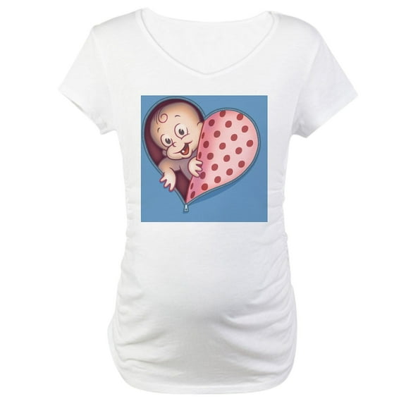 CafePress - Zip Heart Womb Pnk BUT Maternity T Shirt - Cotton Maternity T-shirt, Cute & Funny Pregnancy Tee