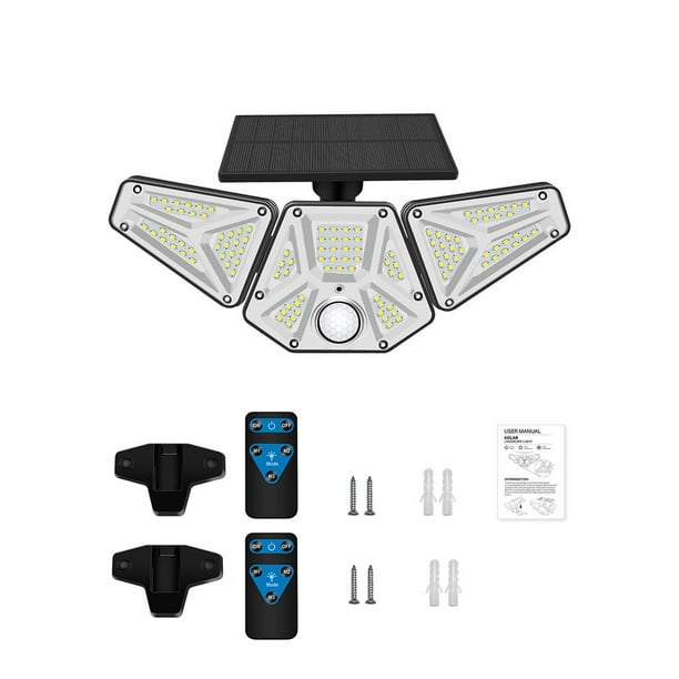 Bearachild Lámpara de inducción de pared Lámpara de carga solar para exteriores 113 LED Ángulo ajustable Garaje Granja Lámpara de pared impermeable con Iluminación y accesorios Bearachild HA012934-00