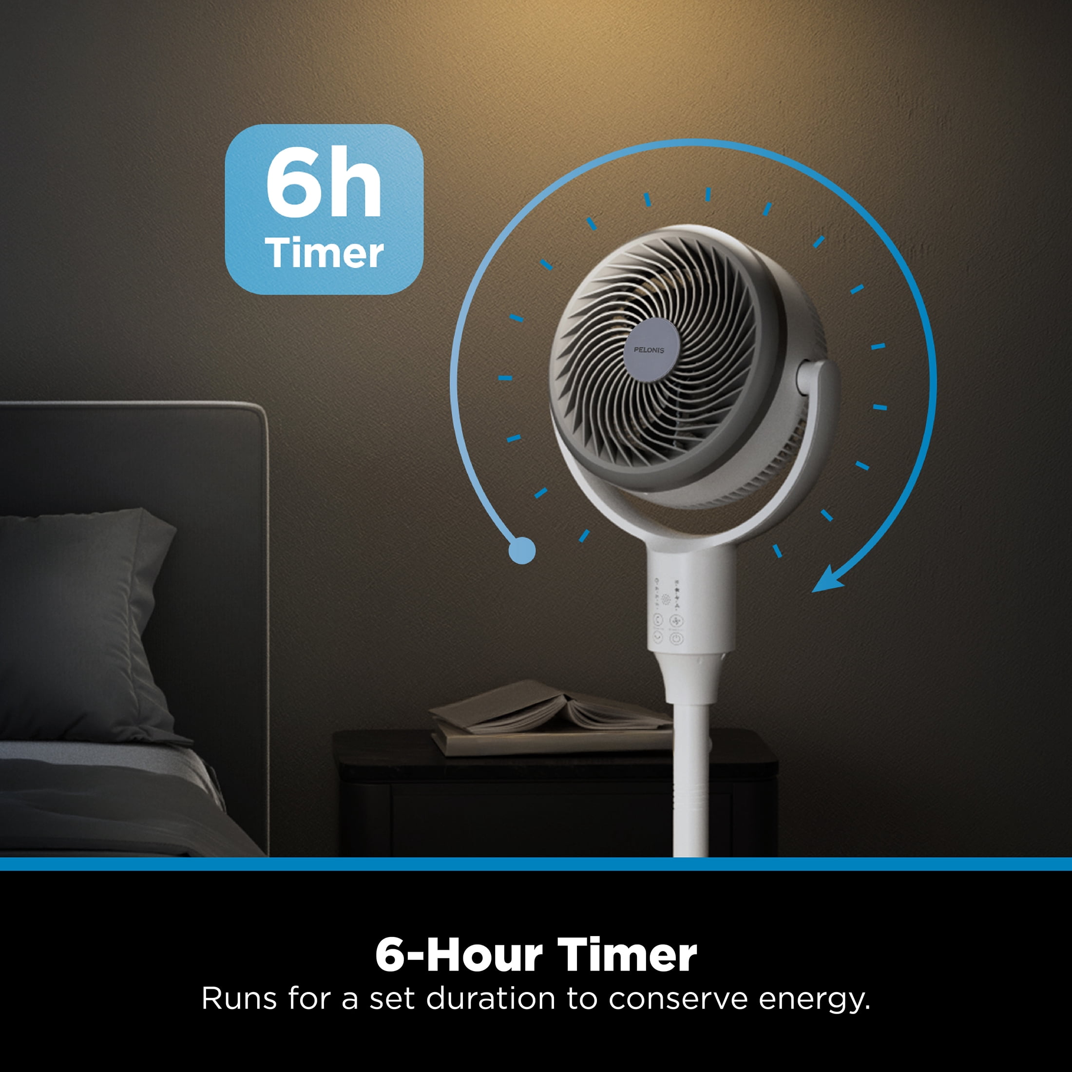 PELONIS Oscillating Pedestal Fan with Remote Standing Fan for Bedroom 3 Speeds 23 dB Ultra Quiet 80 ft Airflow
