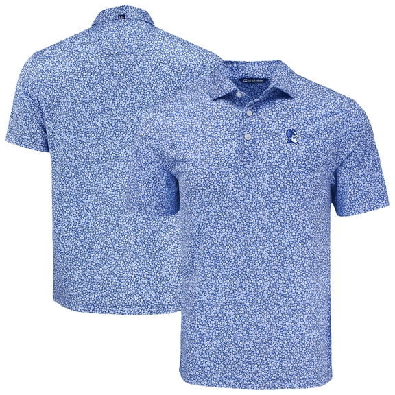 Men's Cutter & Buck  Royal Duke Blue Devils Pike Eco Flora Print Recycled Polo