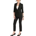 thumbnail image 2 of MODA NOVA Juniors 3/4 Sleeves Cardigan Notched Lapel Suit Blazer Formal Jacket, 2 of 5