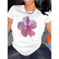 thumbnail image 1 of 1pc Women'S Floral Print T-Shirt, Casual Crew Neck Short Sleeve Top, Polyester Knit Fabric with Medium Stretch, All-Season Fashion Tee, Comfortable Summer Wear, 1 of 6