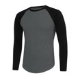 thumbnail image 4 of Huankd Men's Long Sleeve Shirt Fall Crewneck Color Block Loose Fit T Shirts Casual Pullover Tees Dark Gray 4XL, 4 of 5