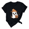 thumbnail image 7 of Halloween T Shirts Womens Pumpkin Ghost Printed Funny Graphic Tees Short Sleeve Crewneck Fall Holiday Tops, Black D XL, 7 of 7