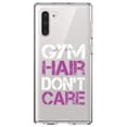 thumbnail image 1 of DistinctInk Clear Shockproof Hybrid Case for Samsung Galaxy Note 10 (6.3" Screen) - TPU Bumper Acrylic Back Tempered Glass Screen Protector - Gym Hair Don't Care, 1 of 1