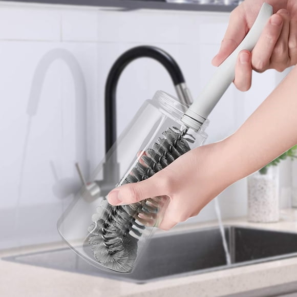 Brush Cup Brush Long Handle Bottle Cleaning Brush Cup Right Angled Curved Cup Brush Cleaning Tool Stainless Steel Nylon Brush